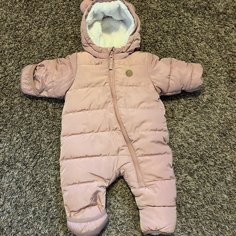 H&M Blush Pink Hooded Baby Footie